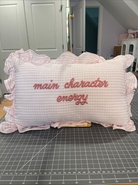 Main Character Energy Pink Ruffle Accent Pillow
